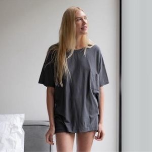 Lunya transdry gray cotton sleep tee